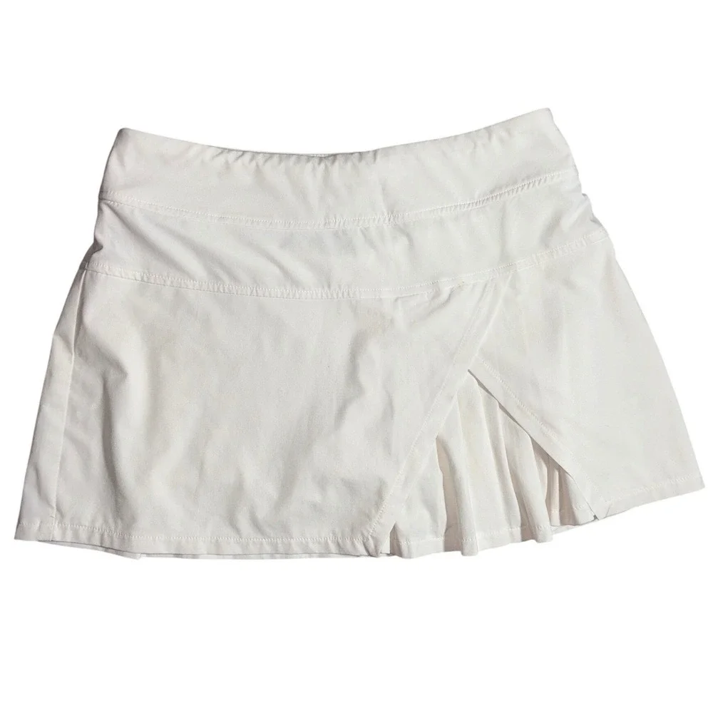 Athleta Womens White Pleated Wrap Skort Tennis Golf Active Skirt Small Pocket